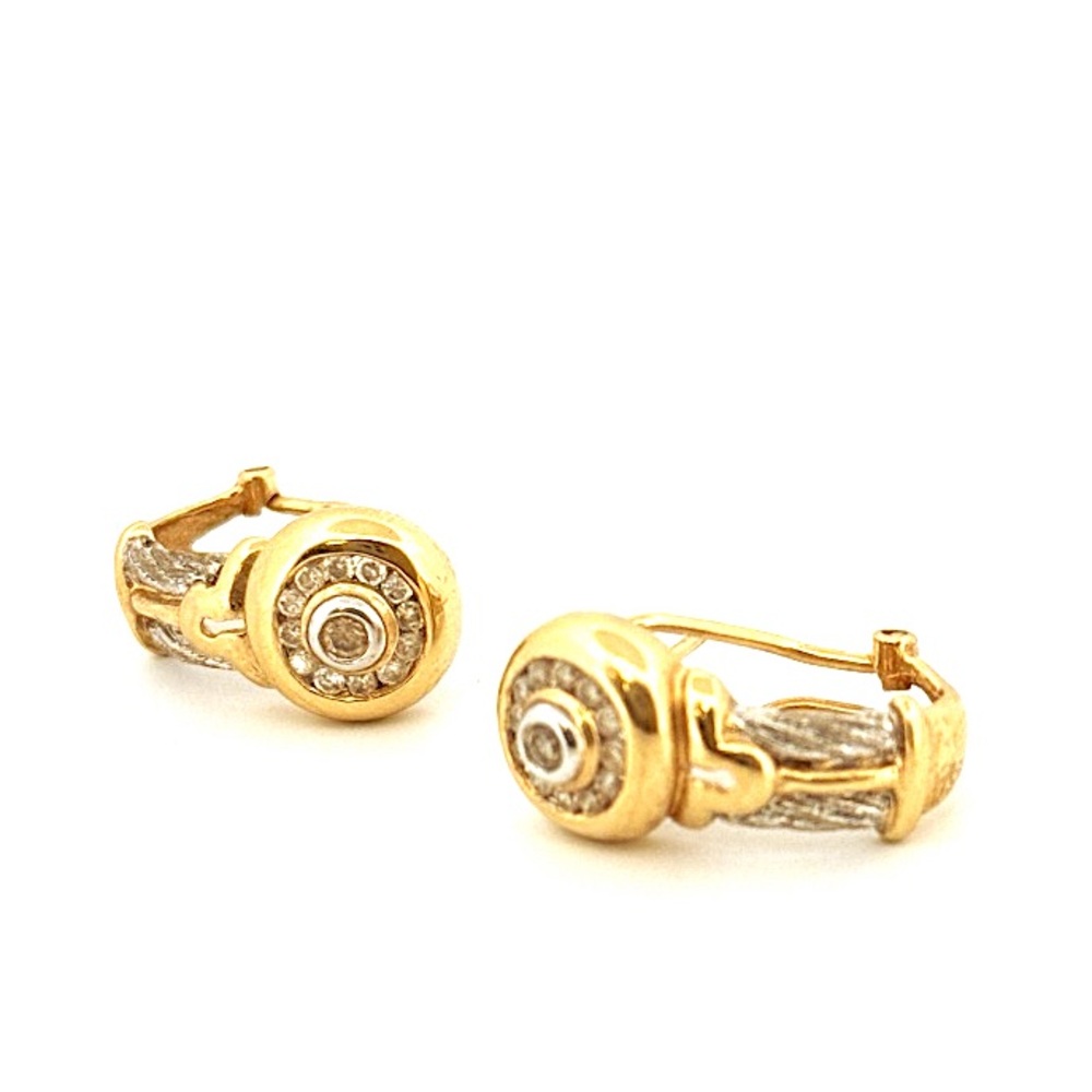 14K yellow and white gold with diamonds earrings with posts 9g